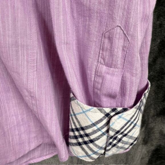Bespoke Button Front Lavender Purple Contrast Plaid Flip Cuff Size XXL - Picture 5 of 14